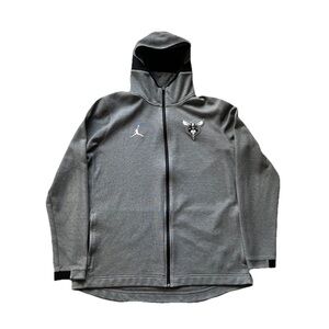 Nike Jordan Dri Fit Charlotte Hornets Team Issue Gray Full Zip Hoodie Size 2XLT